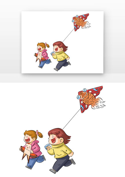 放风筝的两个儿童图片下载