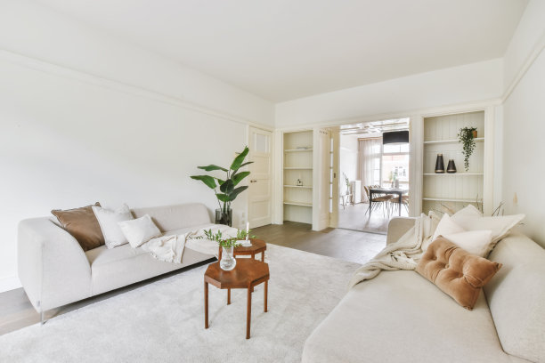 简约风格的客厅，舒适的家具图片下载