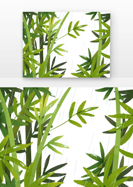 雨水时节竹子落雨图图片下载