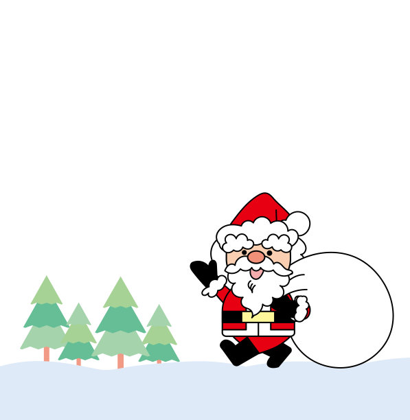 圣诞老人插图与礼物树的背景图片下载