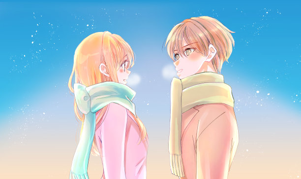 冬季男女情侣面对面图片下载