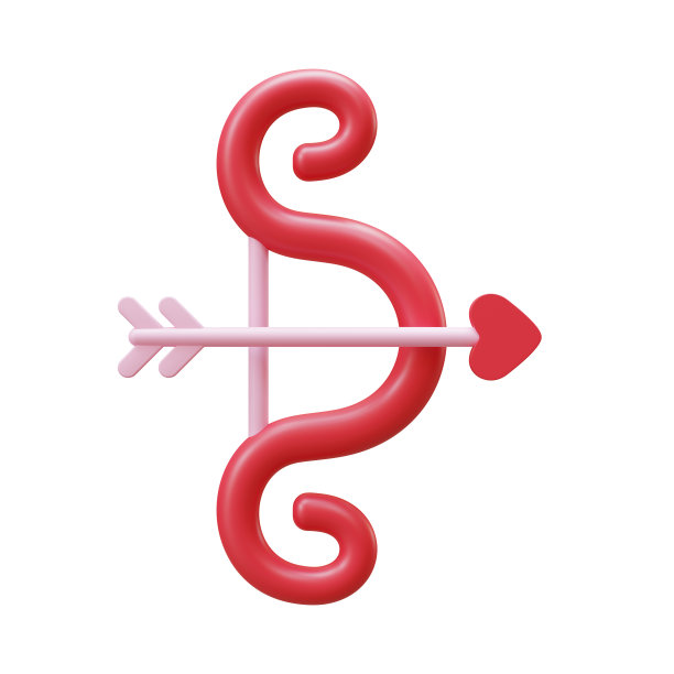 情人节弓和箭3D渲染元素图片下载