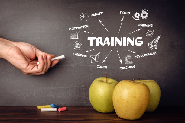 培训。动机、技能、发展和网络研讨会的概念。带有关键字和图标的图表图片下载