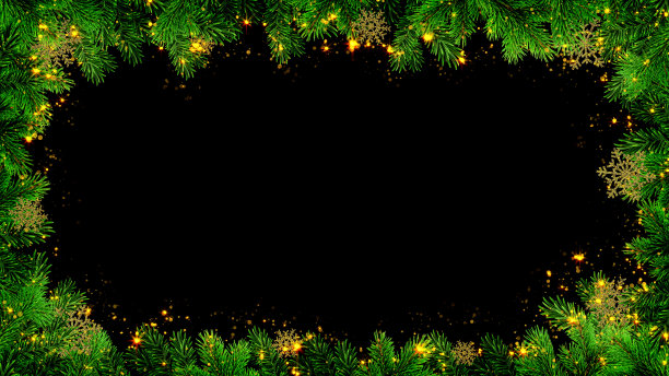 圣诞框架或边框与黑色背景图片下载