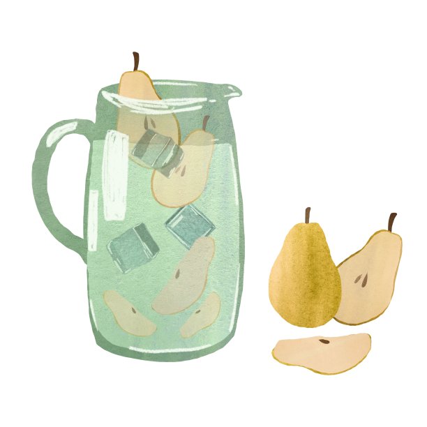 醒酒梨片半黄冰水彩图片下载