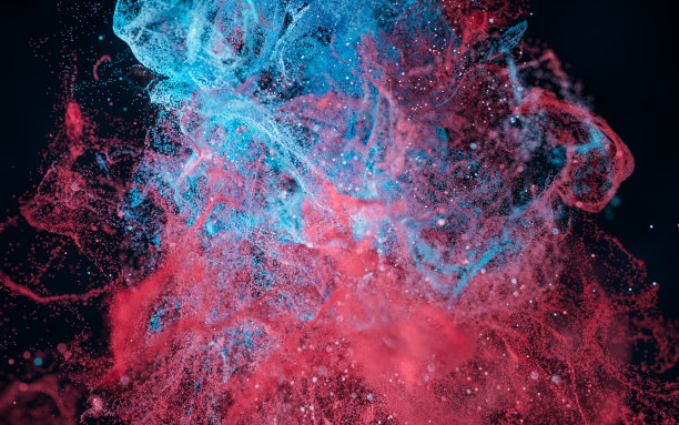 抽象波粒子，扩散粉末，三维渲染。图片下载