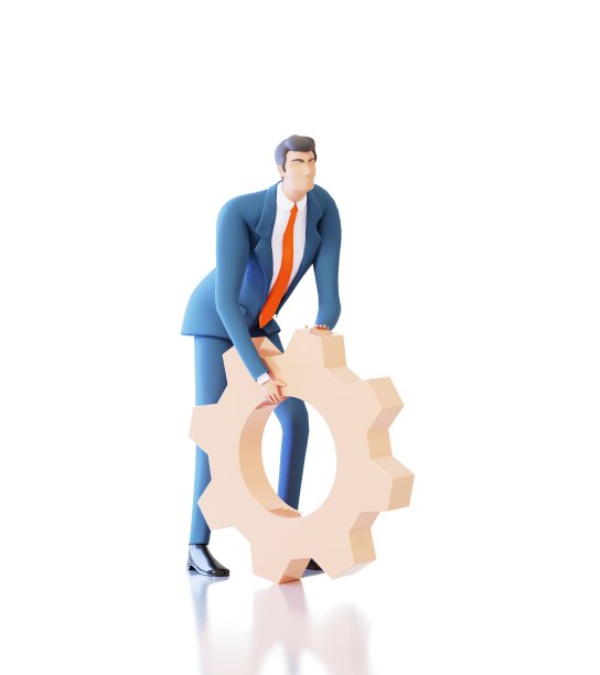 成功的商人拥有黄金装备。三维渲染图图片下载