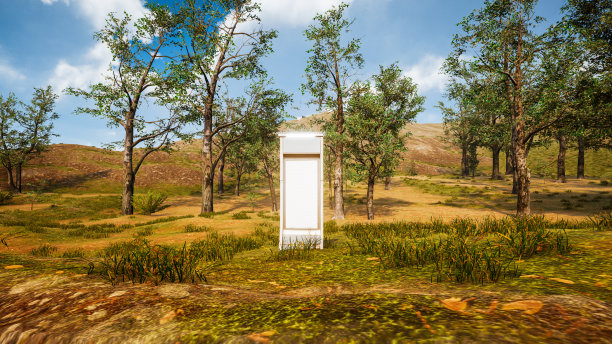 室外模型与自然环境，广告世界3D渲染图片下载