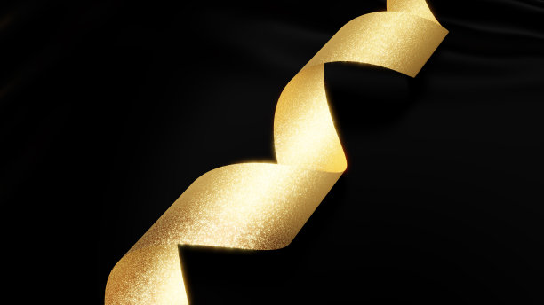 华丽的黑布和金色丝带包裹。背景材料。图片下载