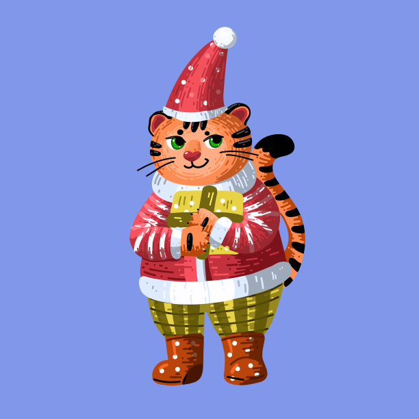 可爱的老虎在冬天的布图片下载