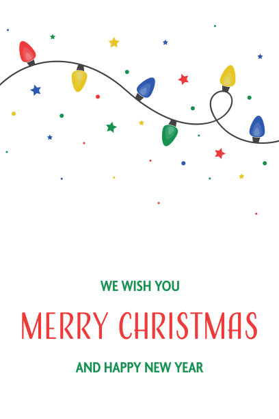 五颜六色的手绘灯串。圣诞贺卡。矢量图图片下载