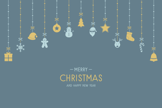 优雅的圣诞贺卡挂装饰和祝福。圣诞装饰品。矢量图图片下载