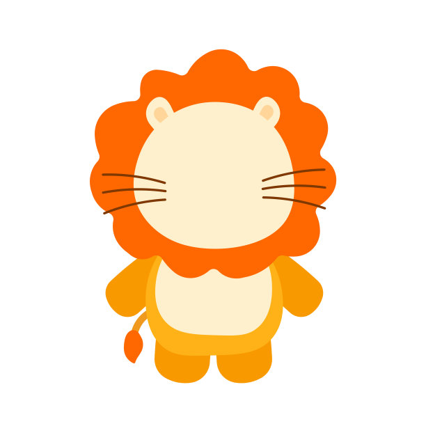 狮子野生动物在动画矢量插图没有脸图片下载