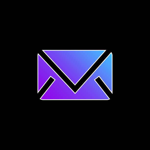 黑色封闭信封蓝色梯度矢量图标图片下载