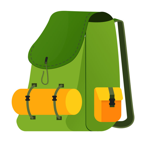 露营背包-现代平面设计风格的单一孤立形象图片下载