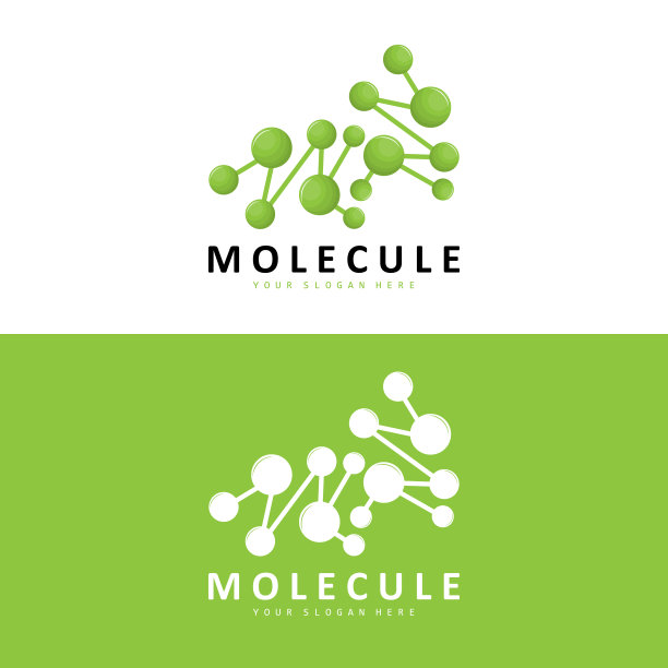 神经元标志，分子标志设计，矢量和，模板插图图片下载