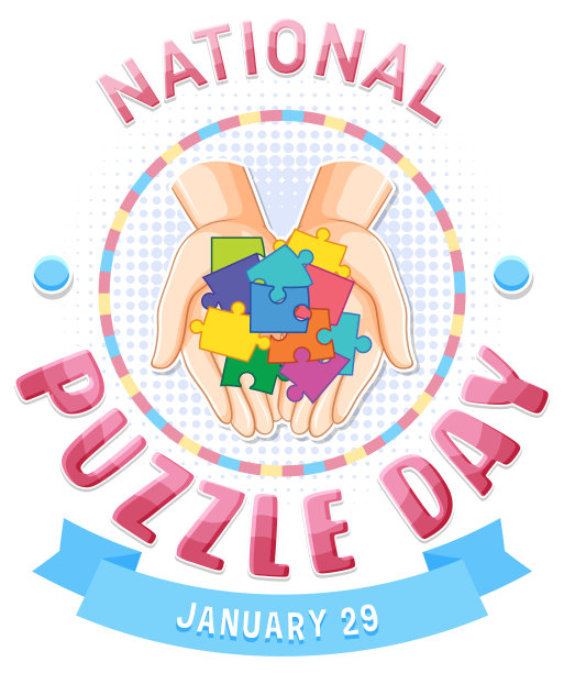 全国拼图日旗帜设计图片下载