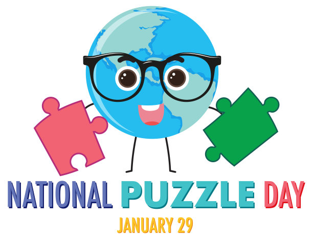 全国拼图日旗帜设计图片下载