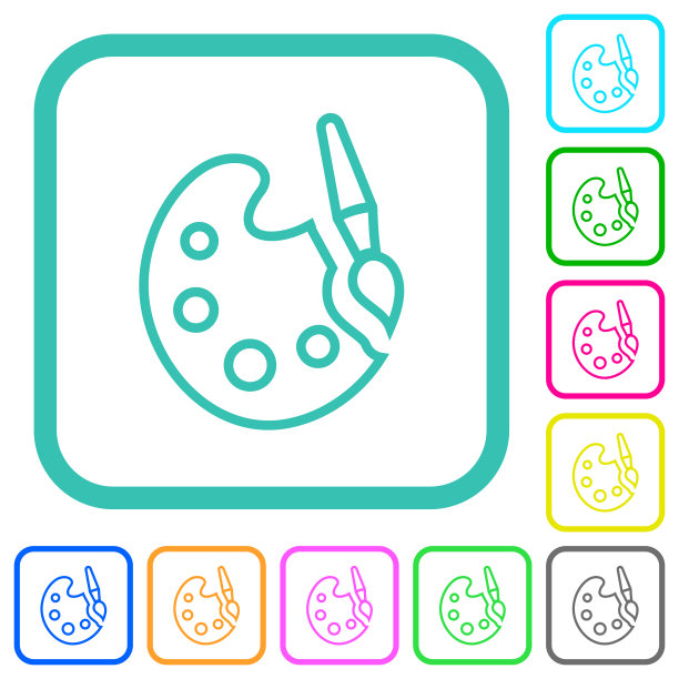 油漆套件轮廓生动的彩色平面图标图片下载