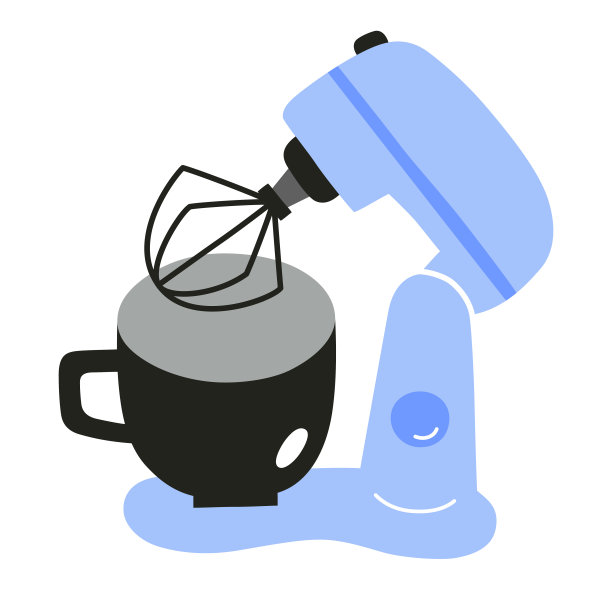 站立搅拌机涂鸦图标，矢量插图的烹饪器具，烘焙仪器，厨房电器图片下载