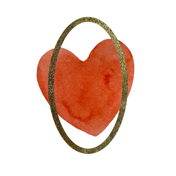 心红色框架椭圆形金色拼贴水彩图片下载