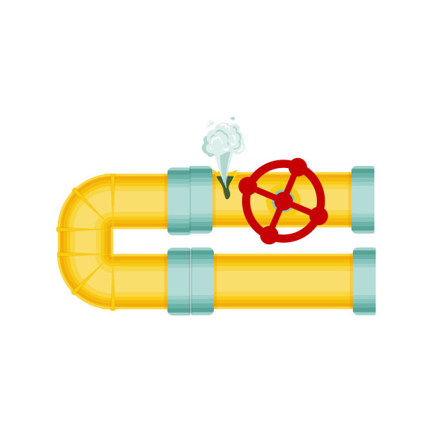 管道破裂，蒸汽或铅气体泄漏，管道破裂。水龙头滴水，供水问题，管道破裂。风插图孤立的白色背景。图片下载