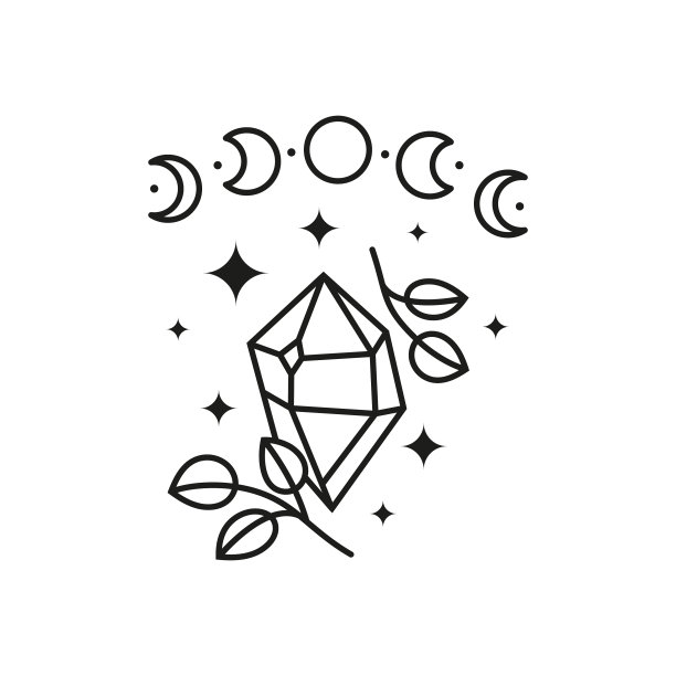 天上的月牙与枝叶繁茂的月亮图片下载