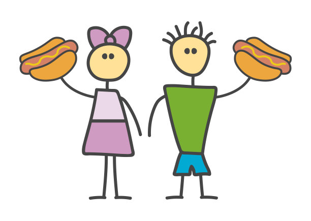 男性和女性表演热狗。图片下载