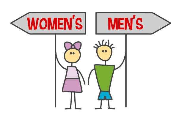 男孩和女孩用箭头指路。图片下载