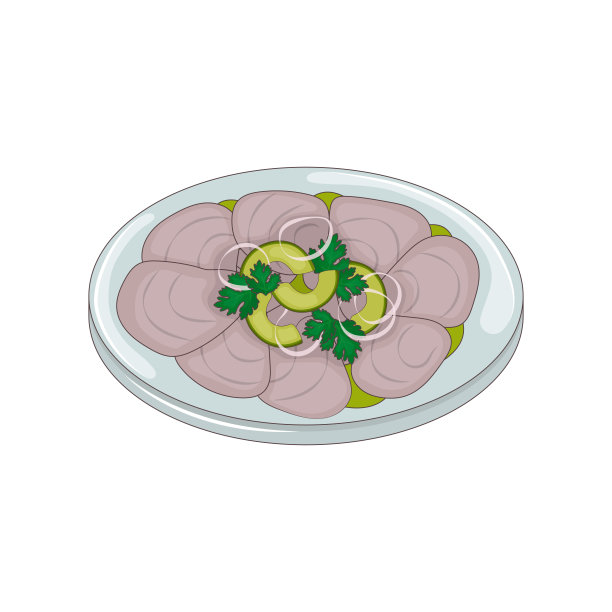 墨西哥白鱼酸橘汁腌鱼。拉丁美洲料理。海鲜配鳄梨和洋葱。向量。卡通。图片下载