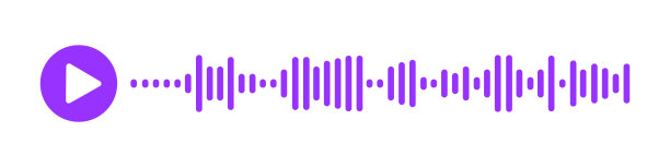 语音信息图标。音频聊天对话示例带有播放按钮和语音波的声音文件。在线通讯、电台、播客手机应用界面元素图片下载