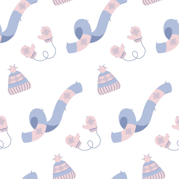 无缝冬季圣诞针织暖衣图案手套，围巾，帽子上的白色背景图片下载