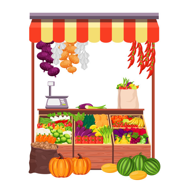 水果市场或农民摊位和食品摊位图片下载