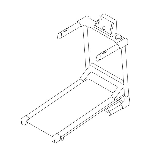 轮廓的跑步机从黑色的线孤立在白色的背景。等距视图。3 d。矢量插图。图片下载