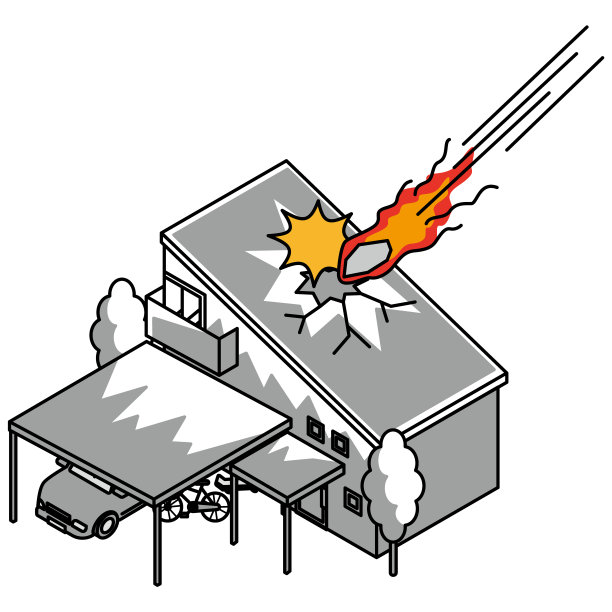 被陨石破坏的房子的等距插图图片下载