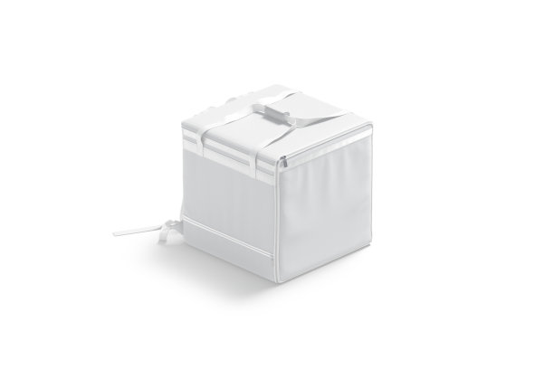 空白白色送货袋带模型，侧面视图图片下载