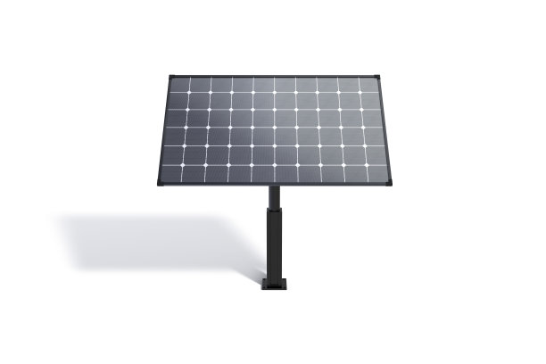 空白黑色太阳能电池板模拟站，前视图图片下载