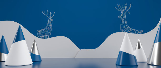 现代流行的蓝色，白色和银色圣诞背景。新年概念- 3D插图图片下载