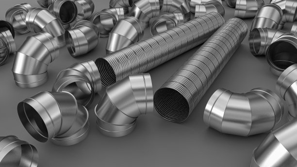 工业设备中空调和通风系统用镀锌弯头螺旋风管图片下载