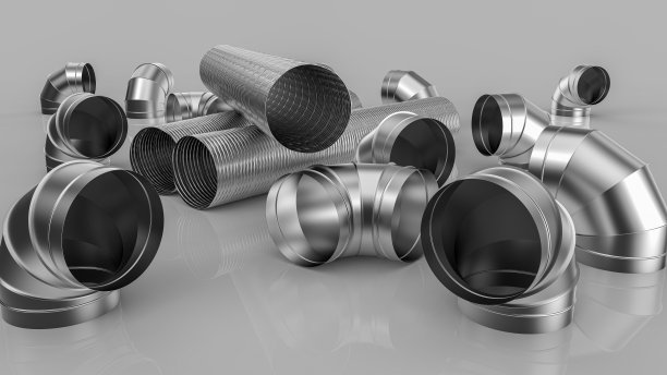 工业设备中空调和通风系统用镀锌弯头螺旋风管图片下载