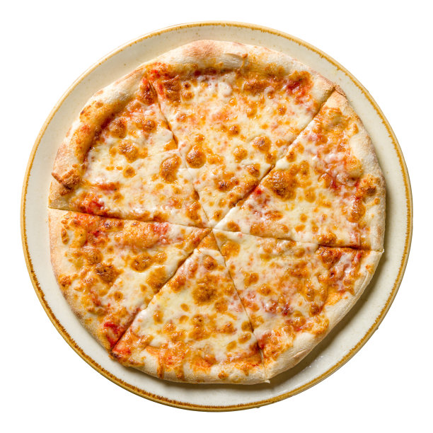 意大利披萨玛格丽塔孤立在白色背景俯视图图片下载