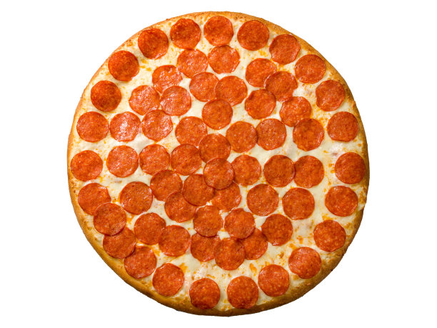 意大利辣香肠披萨孤立在白色背景俯视图图片下载