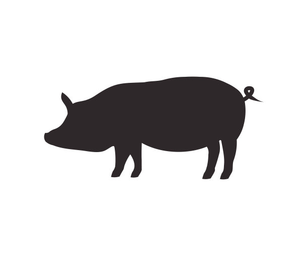 矢量猪剪影。猪剪影吃，喂猪。猪剪影农场动物矢量设计和插图。图片下载