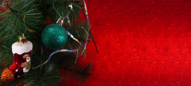 圣诞和新年的卡片，横幅，传单，红色背景图片下载