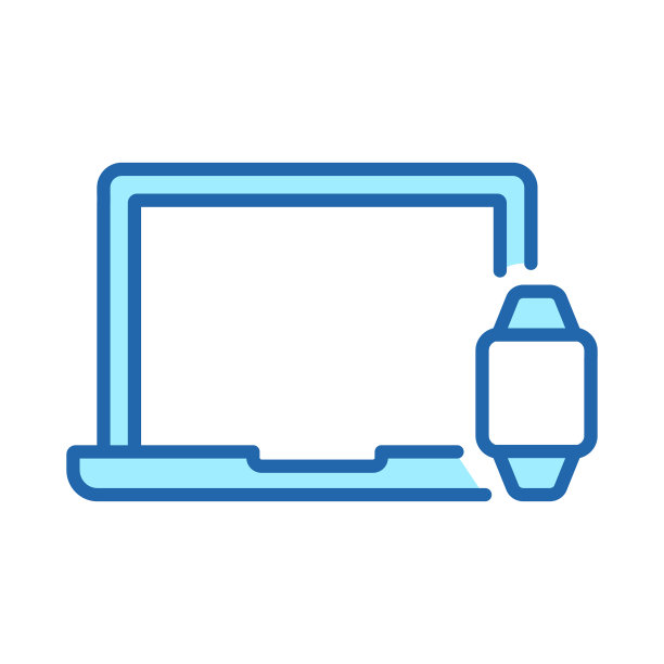 智能手表和笔记本电脑的颜色线图标。便携式智能手表和电脑显示器线性象形图。电子设备显示轮廓符号。可编辑的中风。孤立矢量图图片下载