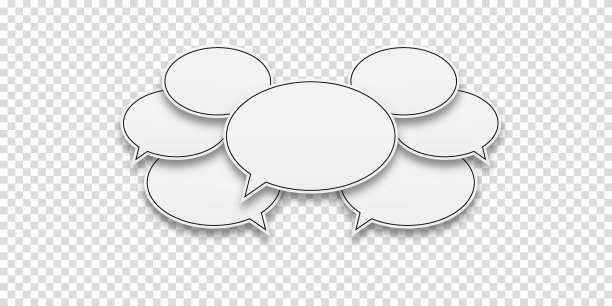 一组语音气泡图标。人与人之间的交流，是一种主动的对话。人际交往的概念。透明背景上的白色语音气泡说明。图片下载