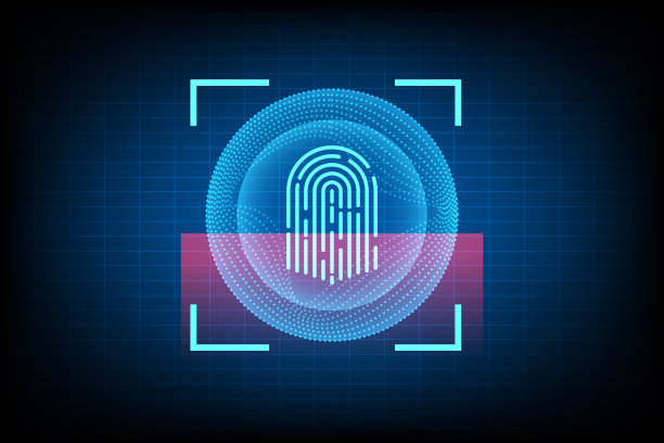 以指纹为技术背景的矢量抽象安全系统概念。图片下载