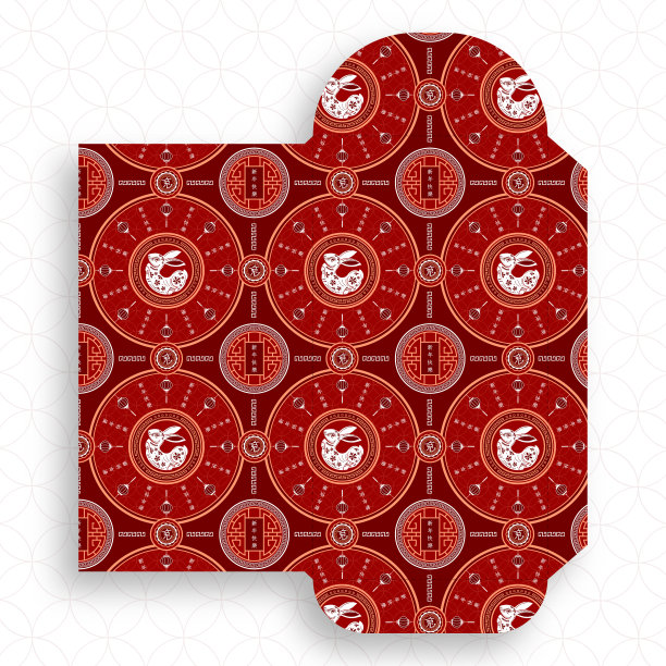 2023年中国农历新年兔年幸运蓝信封钱袋图片下载