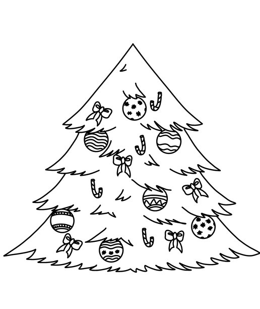 儿童涂色书，圣诞树装饰圣诞玩具，矢量图片图片下载
