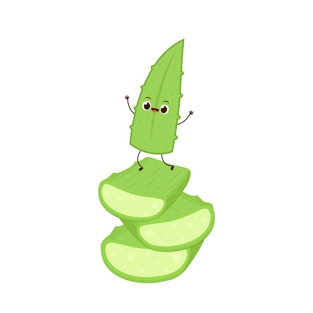 芦荟人物设计。芦荟卡通矢量。白色背景的芦荟。图片下载